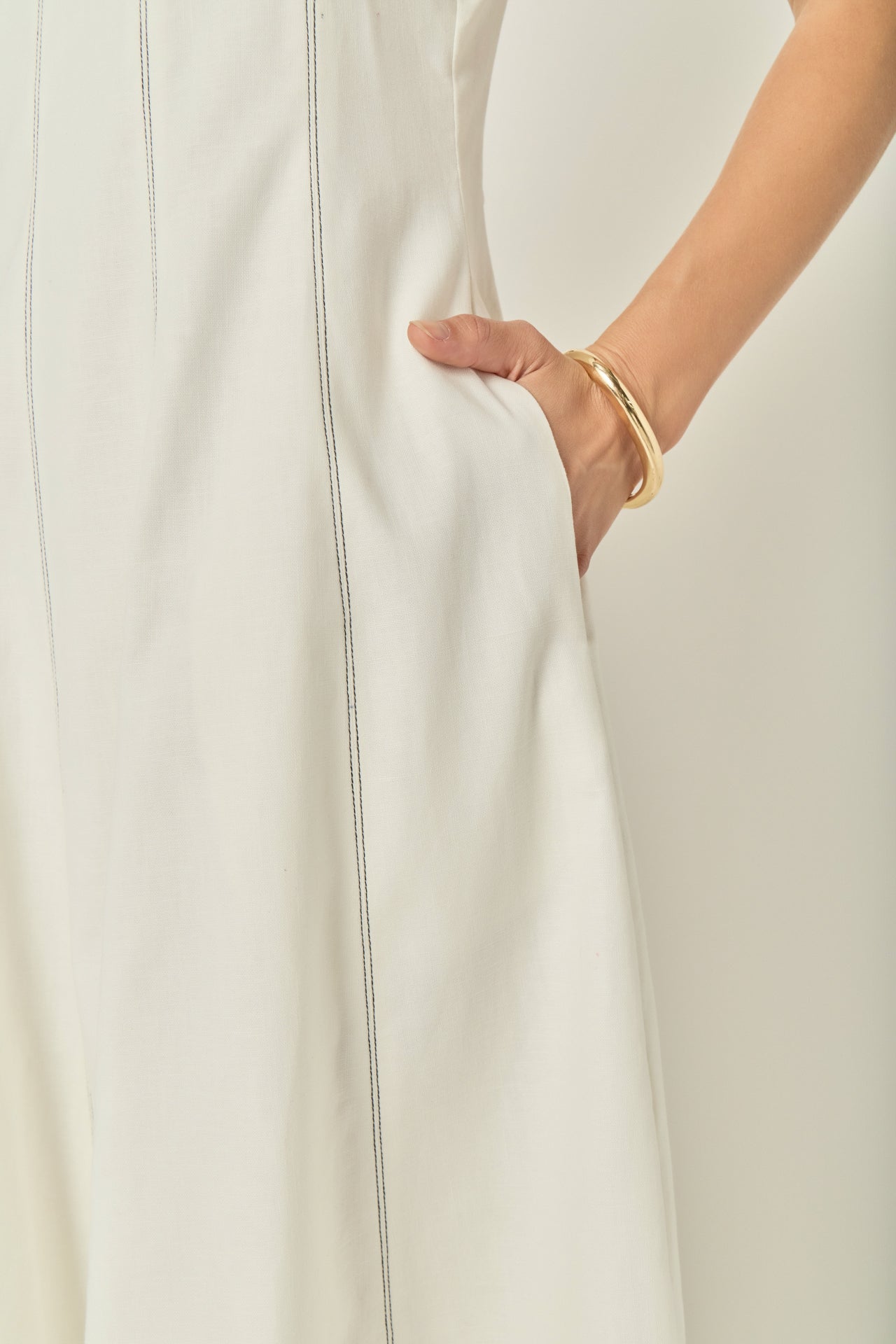 ENGLISH FACTORY - Linen Stitch Detail Midi Dress - DRESSES available at Objectrare
