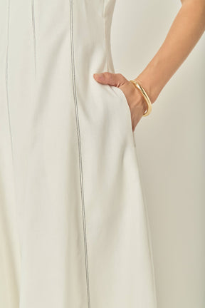ENGLISH FACTORY - Linen Stitch Detail Midi Dress - DRESSES available at Objectrare