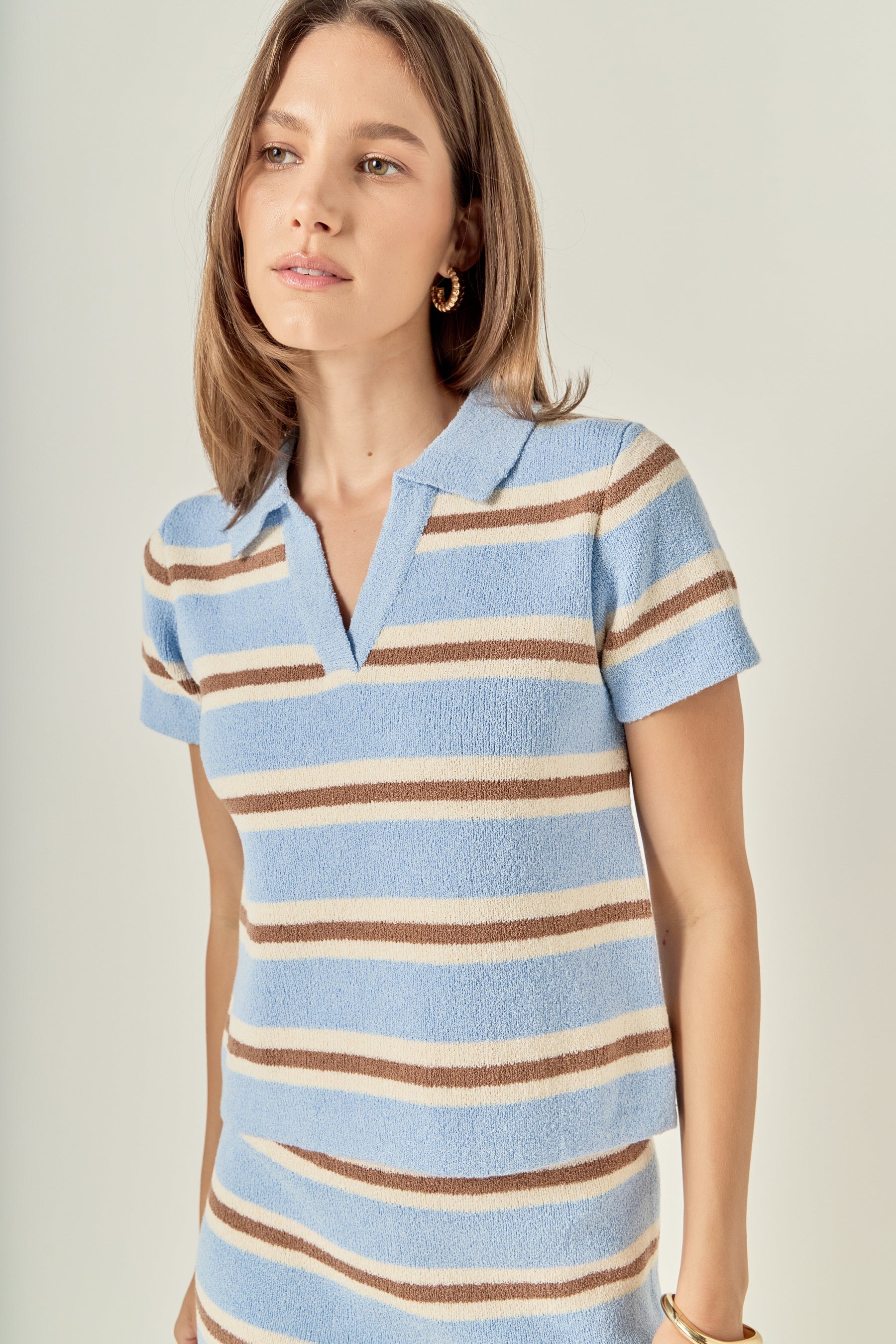 ENGLISH FACTORY - Stripe Polo Shirt - TOPS available at Objectrare