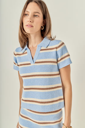 ENGLISH FACTORY - Stripe Polo Shirt - TOPS available at Objectrare