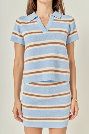 ENGLISH FACTORY - Stripe Polo Shirt - TOPS available at Objectrare