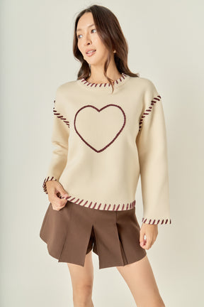 ENGLISH FACTORY - Heart Whipstitch Knit Sweater - SWEATERS & KNITS available at Objectrare