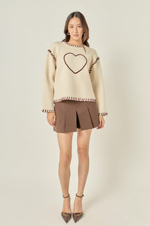 ENGLISH FACTORY - Heart Whipstitch Knit Sweater - SWEATERS & KNITS available at Objectrare