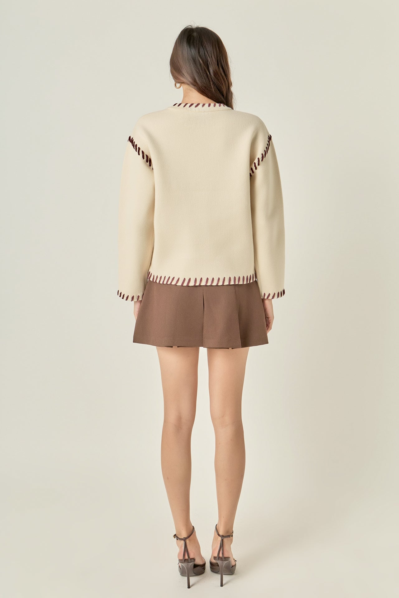 ENGLISH FACTORY - Heart Whipstitch Knit Sweater - SWEATERS & KNITS available at Objectrare