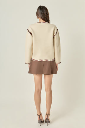 ENGLISH FACTORY - Heart Whipstitch Knit Sweater - SWEATERS & KNITS available at Objectrare