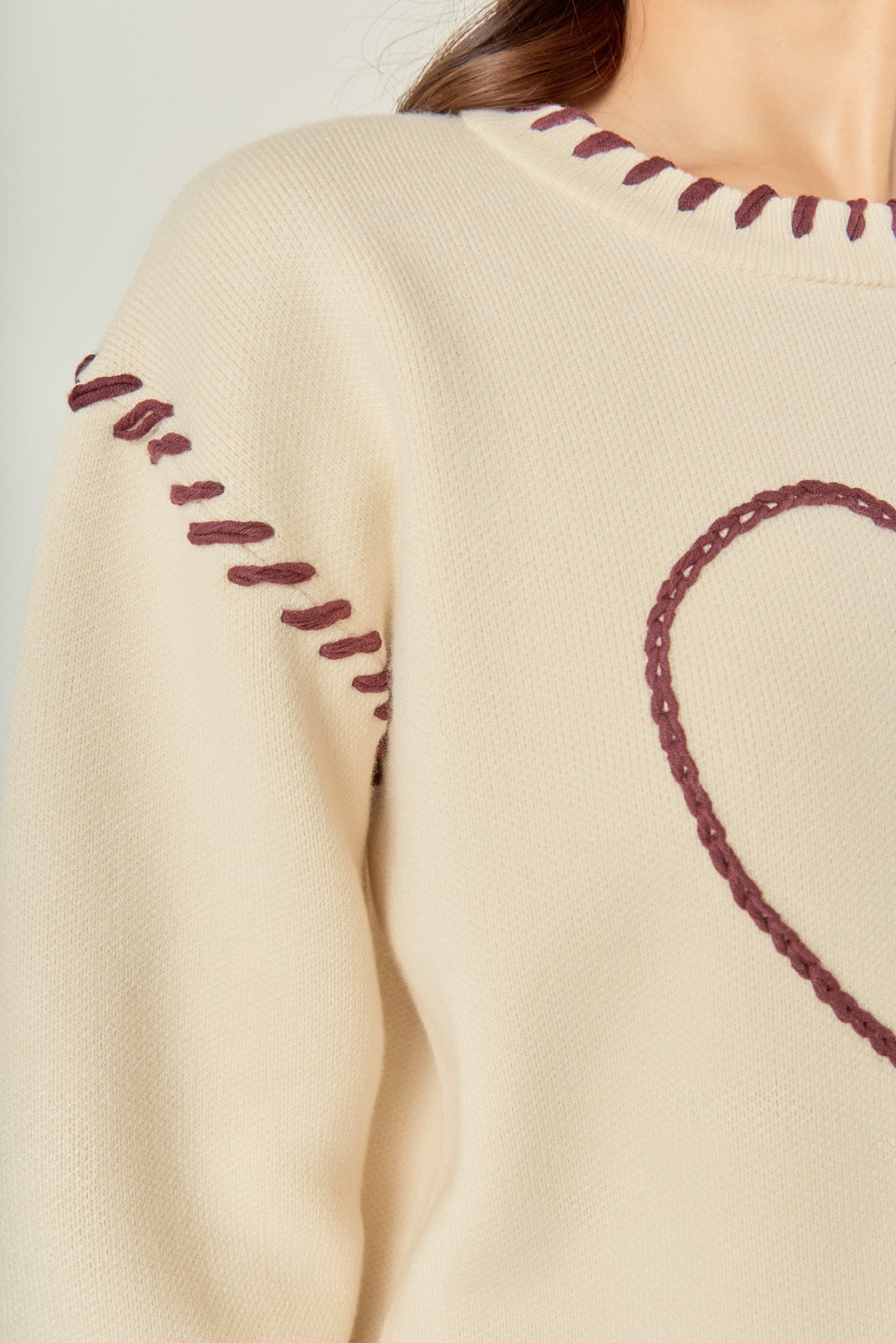 ENGLISH FACTORY - Heart Whipstitch Knit Sweater - SWEATERS & KNITS available at Objectrare