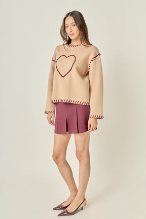 ENGLISH FACTORY - Heart Whipstitch Knit Sweater - SWEATERS & KNITS available at Objectrare