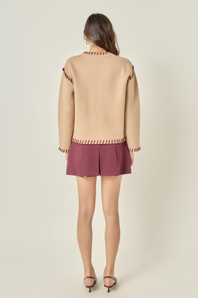 ENGLISH FACTORY - Heart Whipstitch Knit Sweater - SWEATERS & KNITS available at Objectrare