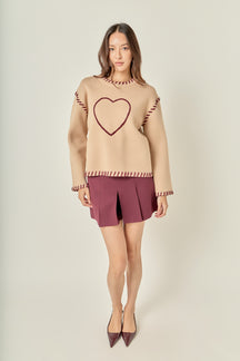 ENGLISH FACTORY - Heart Whipstitch Knit Sweater - SWEATERS & KNITS available at Objectrare