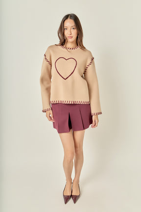 ENGLISH FACTORY - Heart Whipstitch Knit Sweater - SWEATERS & KNITS available at Objectrare