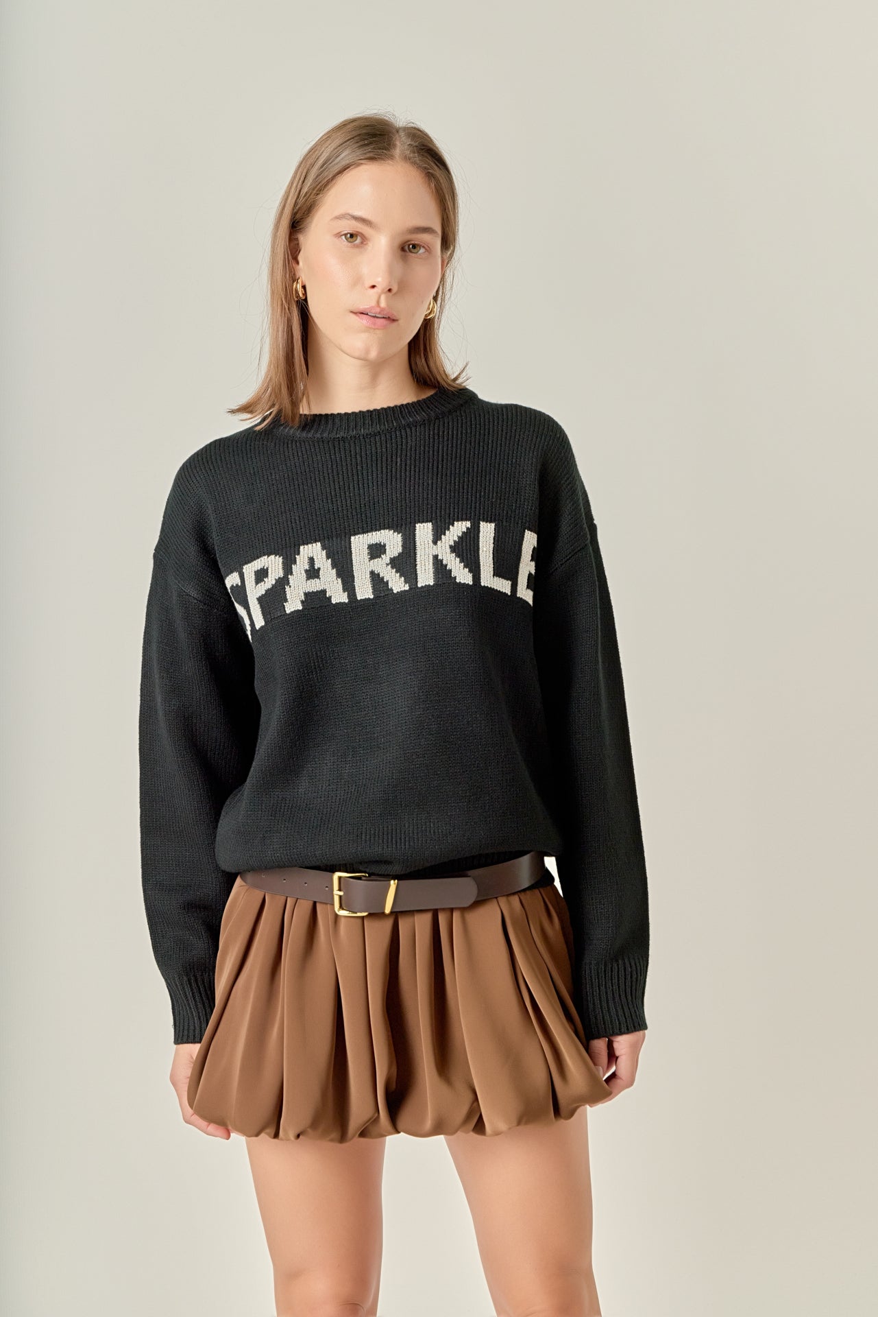 ENGLISH FACTORY - Sparkle Lettering Sweater - SWEATERS & KNITS available at Objectrare