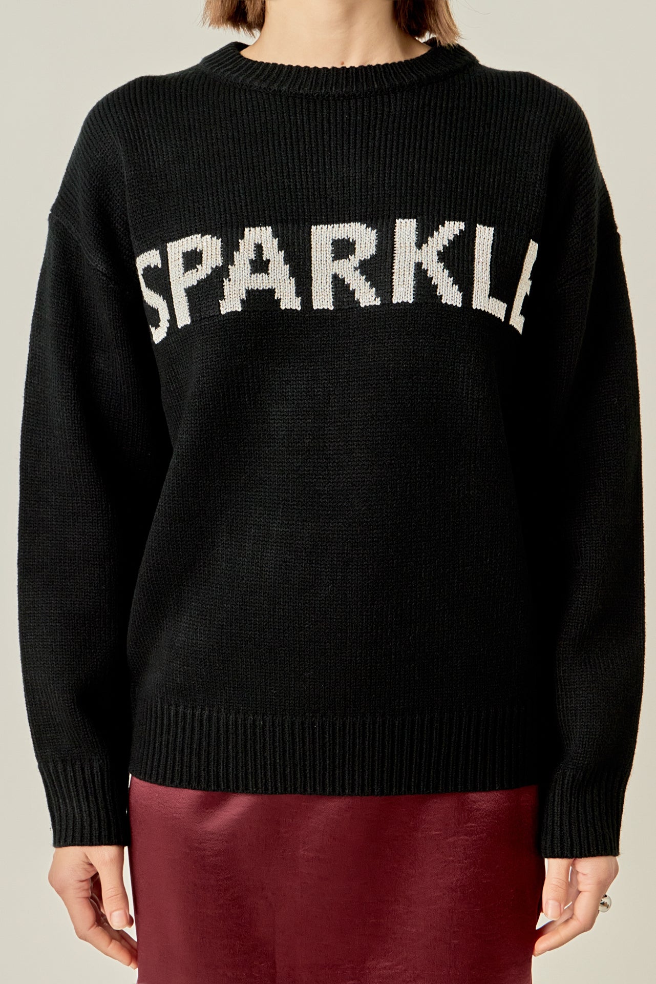 ENGLISH FACTORY - Sparkle Lettering Sweater - SWEATERS & KNITS available at Objectrare