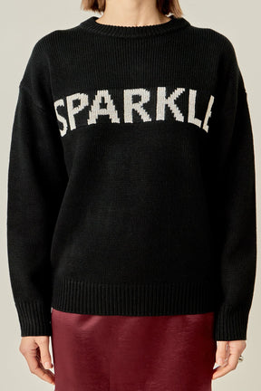 ENGLISH FACTORY - Sparkle Lettering Sweater - SWEATERS & KNITS available at Objectrare