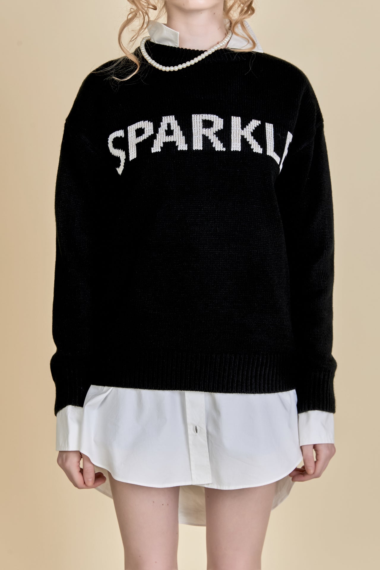 ENGLISH FACTORY - English Factory - Sparkle Lettering Sweater - SWEATERS & KNITS available at Objectrare