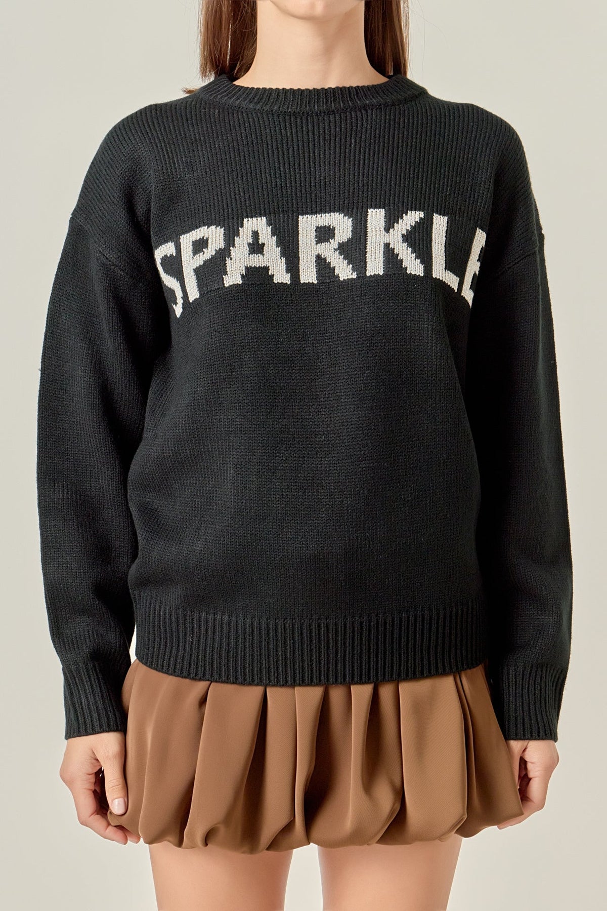 ENGLISH FACTORY - Sparkle Lettering Sweater - SWEATERS & KNITS available at Objectrare