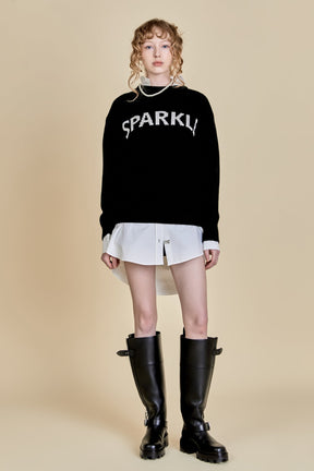 ENGLISH FACTORY - English Factory - Sparkle Lettering Sweater - SWEATERS & KNITS available at Objectrare