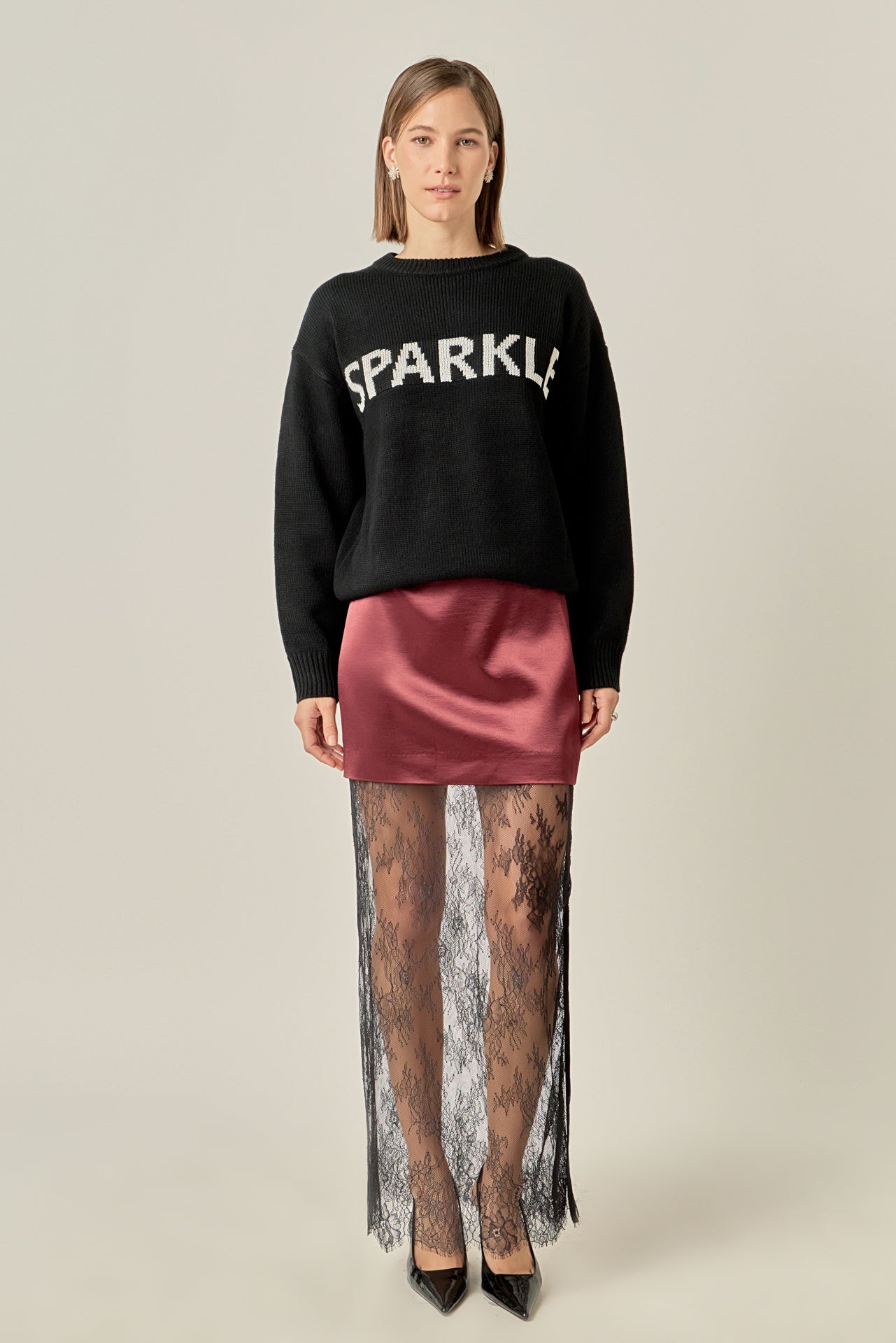 ENGLISH FACTORY - Sparkle Lettering Sweater - SWEATERS & KNITS available at Objectrare