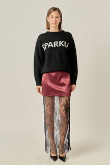 ENGLISH FACTORY - Sparkle Lettering Sweater - SWEATERS & KNITS available at Objectrare