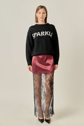 ENGLISH FACTORY - Sparkle Lettering Sweater - SWEATERS & KNITS available at Objectrare