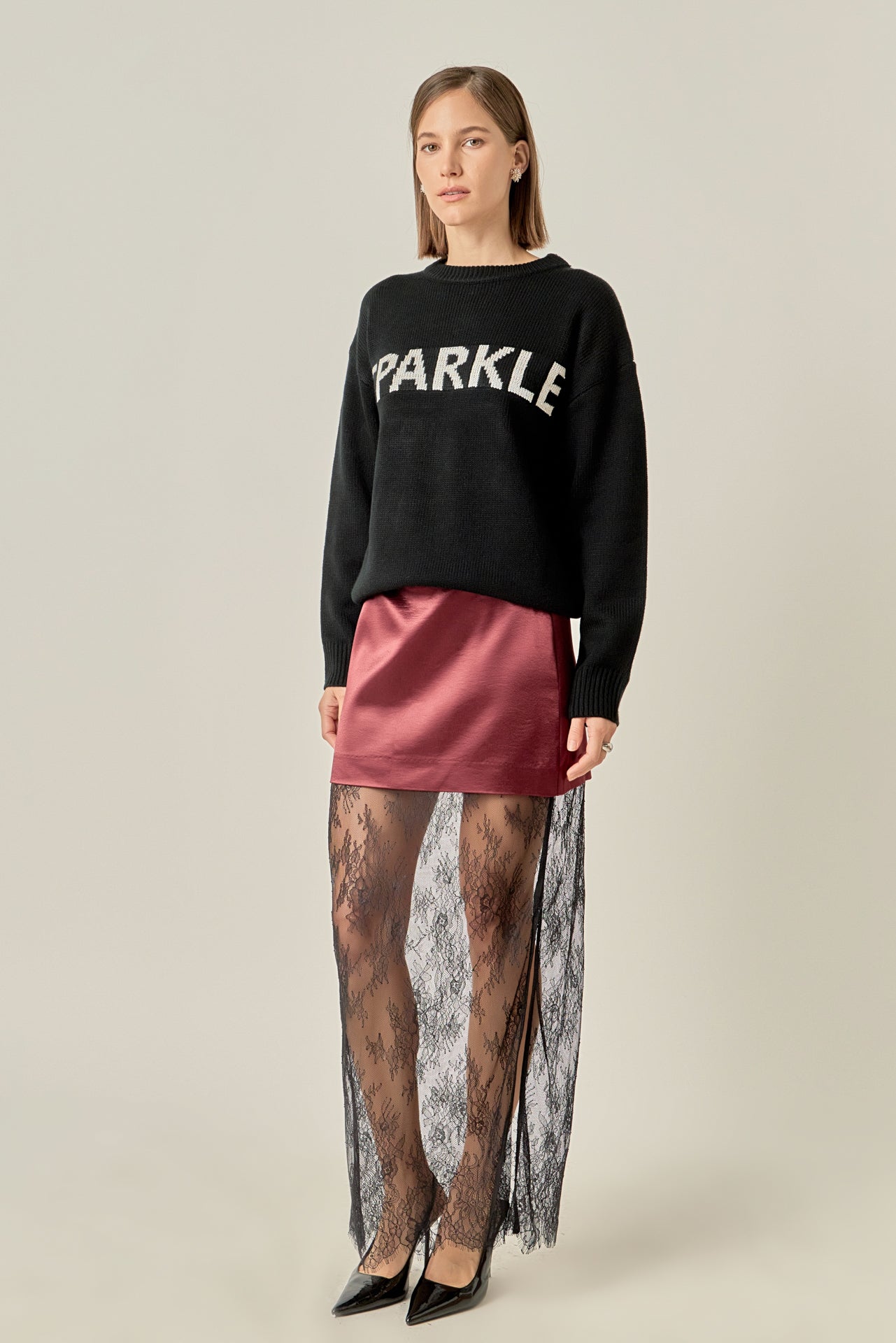 ENGLISH FACTORY - Sparkle Lettering Sweater - SWEATERS & KNITS available at Objectrare