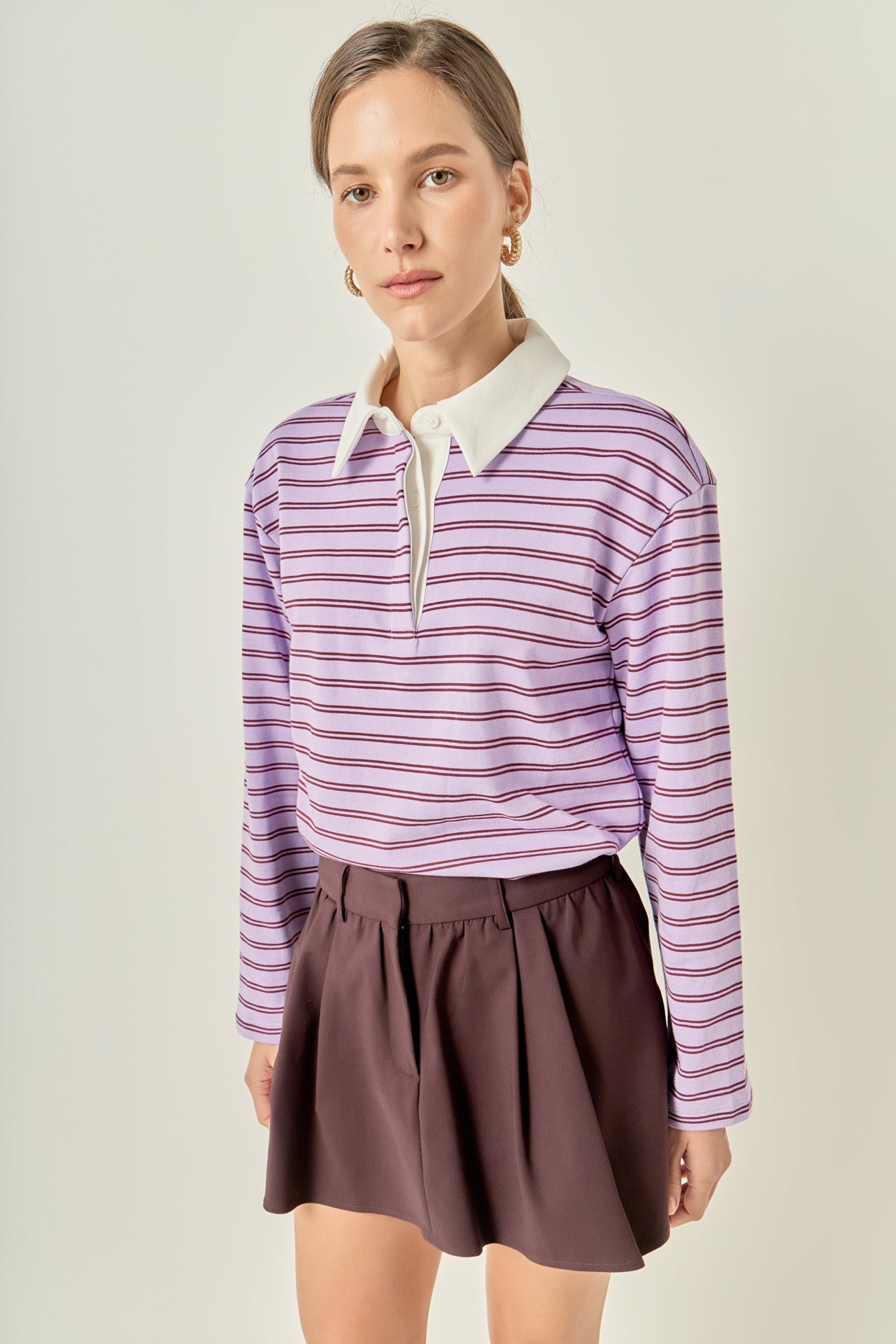 ENGLISH FACTORY - Striped Polo Knit Top - TOPS available at Objectrare