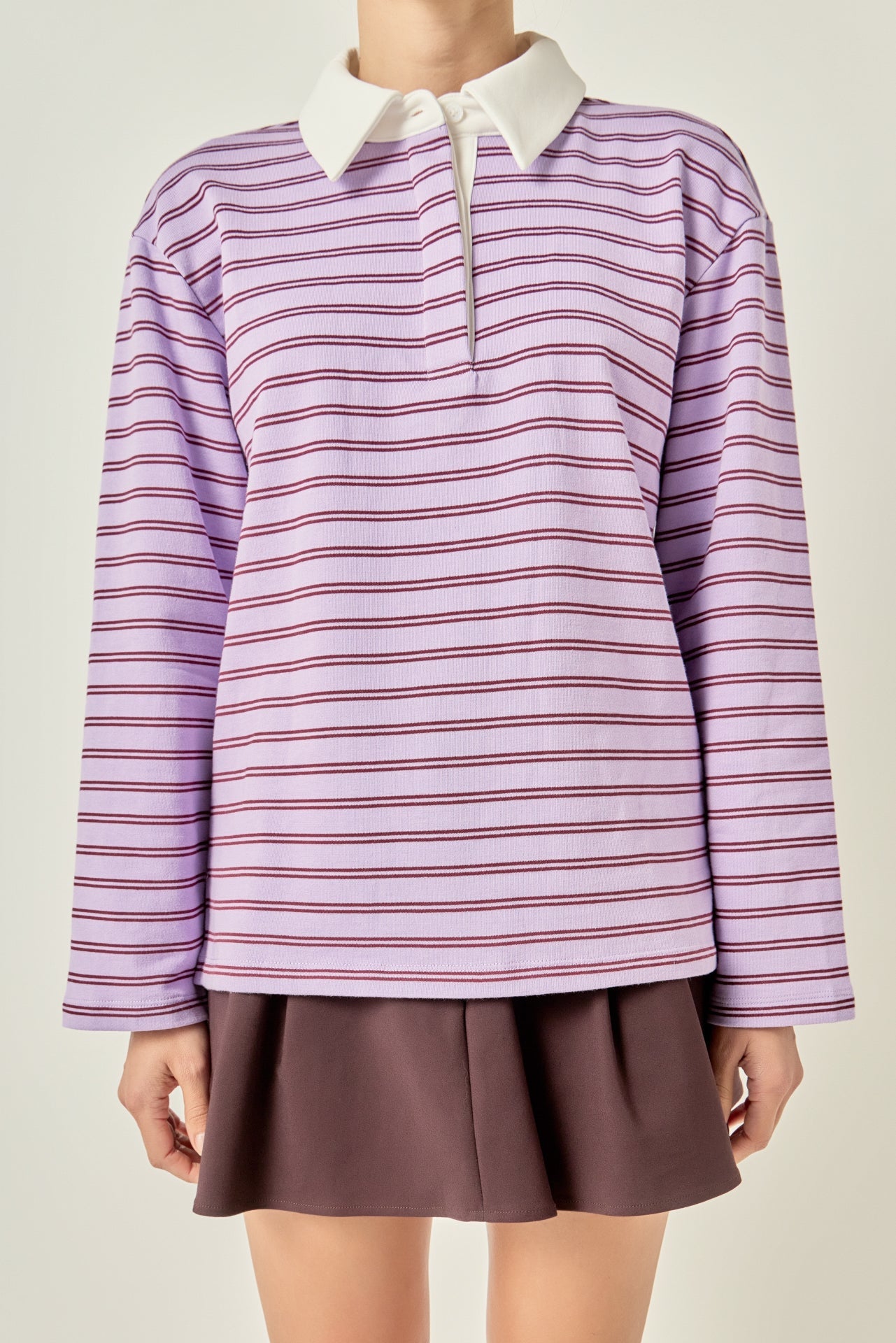 ENGLISH FACTORY - Striped Polo Knit Top - TOPS available at Objectrare
