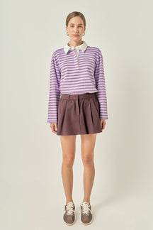 ENGLISH FACTORY - Striped Polo Knit Top - TOPS available at Objectrare