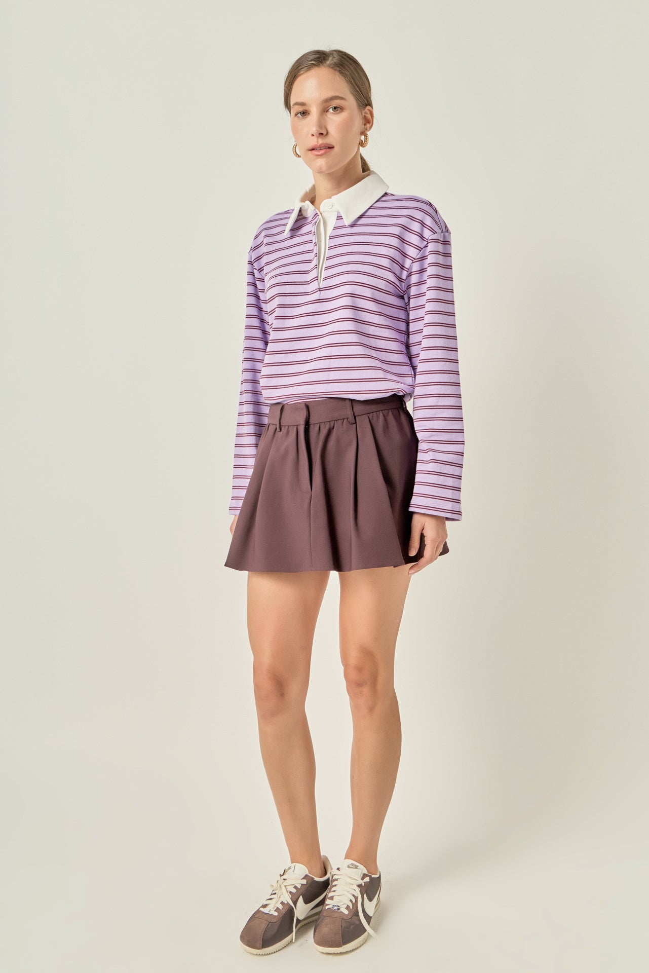 ENGLISH FACTORY - Striped Polo Knit Top - TOPS available at Objectrare