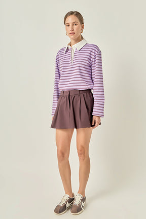 ENGLISH FACTORY - Striped Polo Knit Top - TOPS available at Objectrare