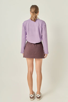ENGLISH FACTORY - Striped Polo Knit Top - TOPS available at Objectrare