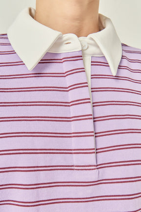 ENGLISH FACTORY - Striped Polo Knit Top - TOPS available at Objectrare