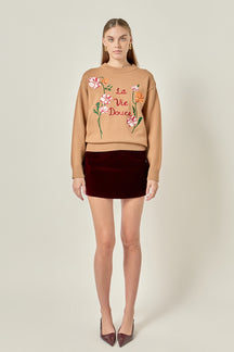 ENGLISH FACTORY - Flower Embroidery Sweater - SWEATERS & KNITS available at Objectrare