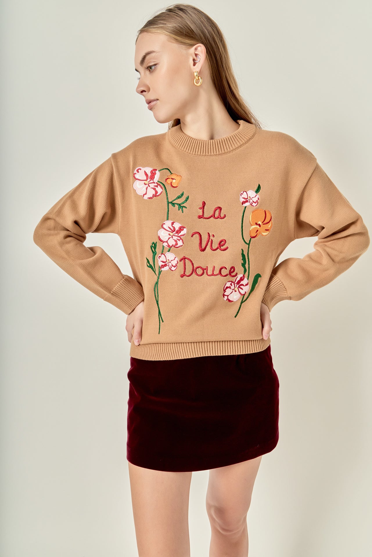 ENGLISH FACTORY - Flower Embroidery Sweater - SWEATERS & KNITS available at Objectrare