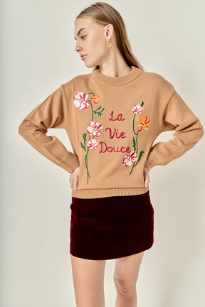 ENGLISH FACTORY - Flower Embroidery Sweater - SWEATERS & KNITS available at Objectrare