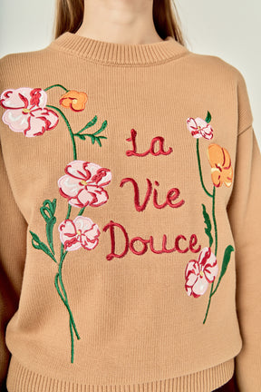 ENGLISH FACTORY - Flower Embroidery Sweater - SWEATERS & KNITS available at Objectrare