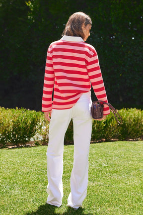 Striped Rugby Polo Top