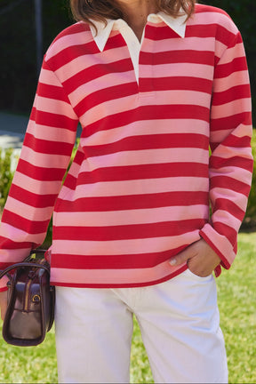 Striped Rugby Polo Top