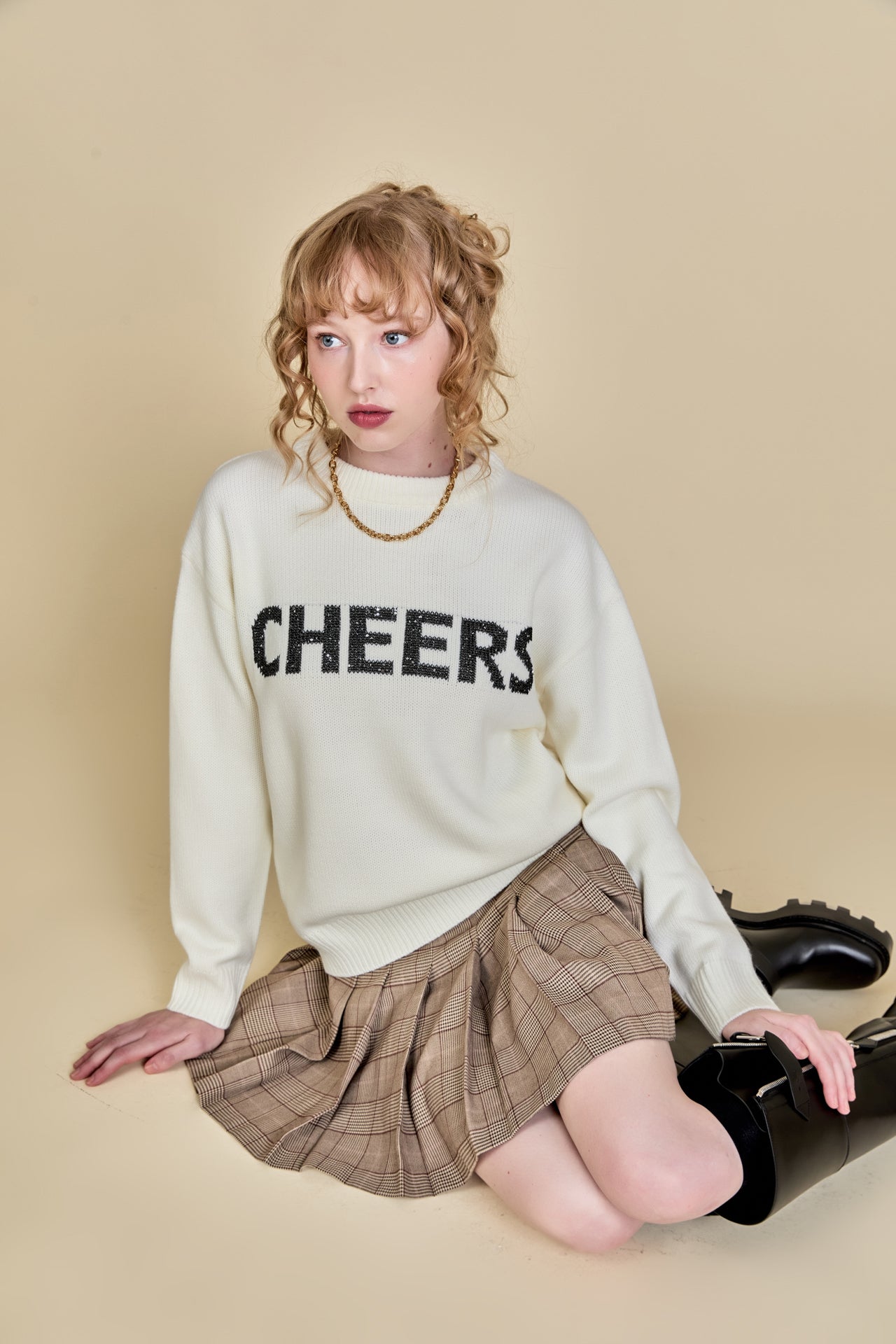ENGLISH FACTORY - Cheers Lettering Sweater - SWEATERS & KNITS available at Objectrare