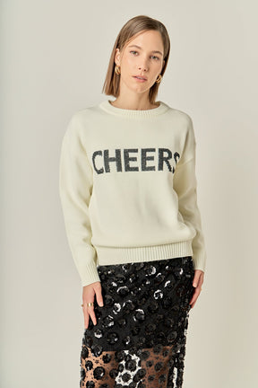 ENGLISH FACTORY - Cheers Lettering Sweater - SWEATERS & KNITS available at Objectrare