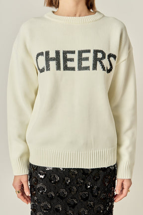 ENGLISH FACTORY - Cheers Lettering Sweater - SWEATERS & KNITS available at Objectrare