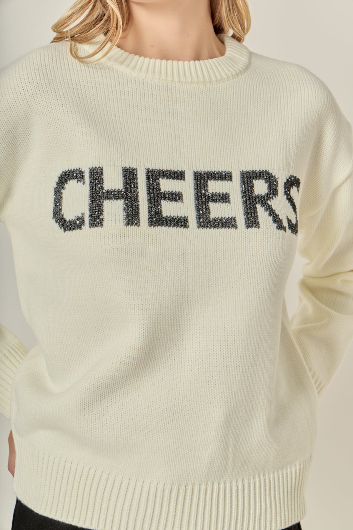 ENGLISH FACTORY - Cheers Lettering Sweater - SWEATERS & KNITS available at Objectrare