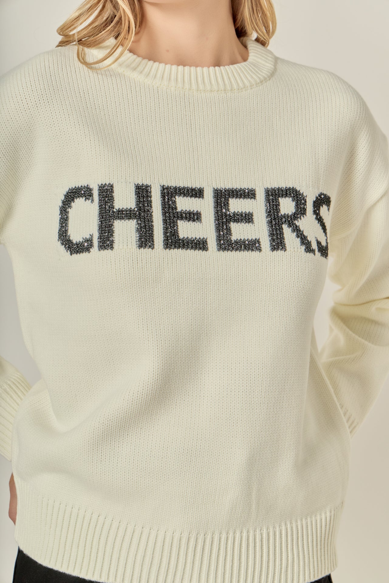 ENGLISH FACTORY - Cheers Lettering Sweater - SWEATERS & KNITS available at Objectrare