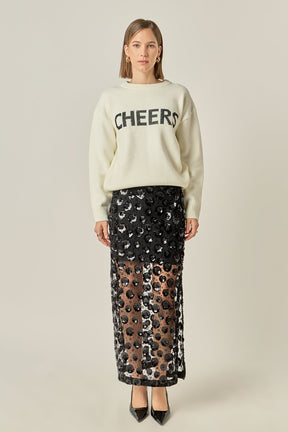 ENGLISH FACTORY - Cheers Lettering Sweater - SWEATERS & KNITS available at Objectrare