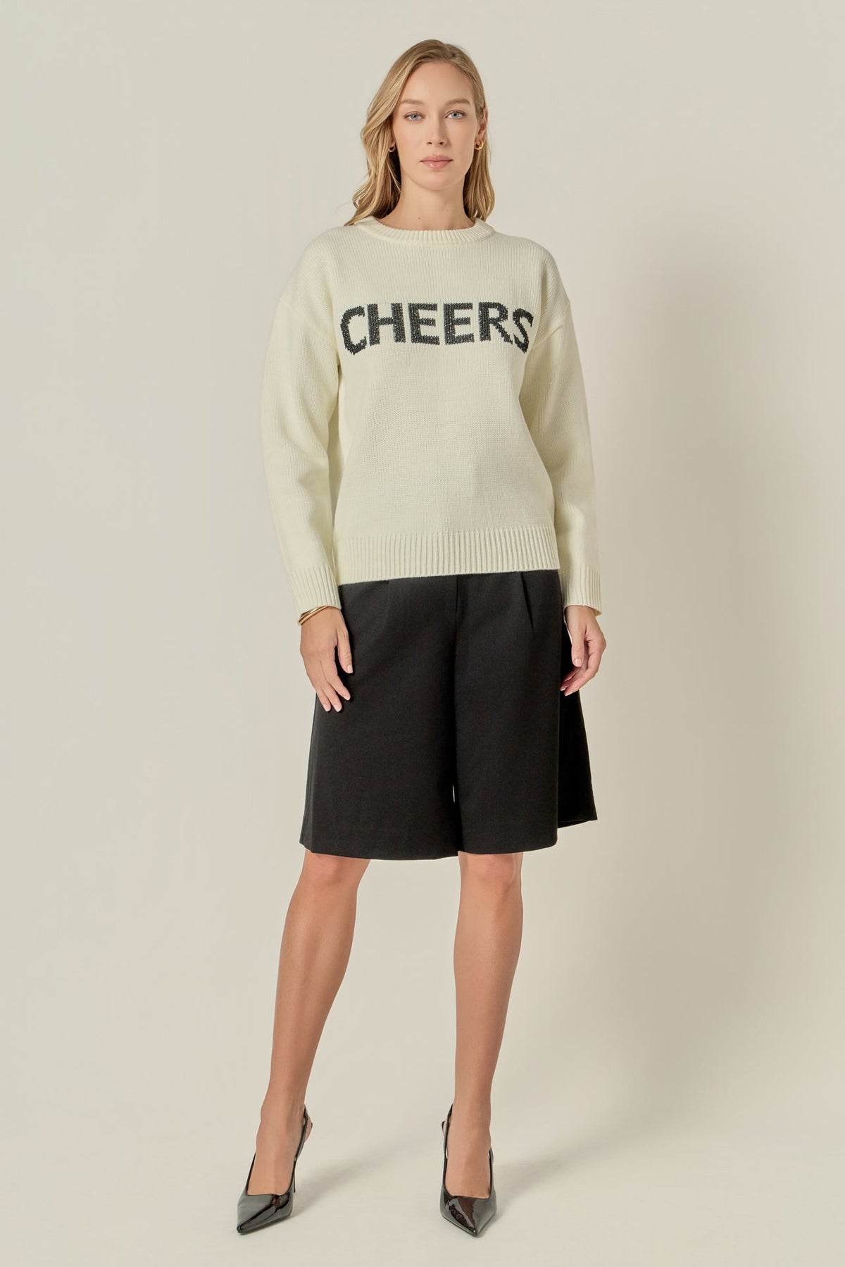 ENGLISH FACTORY - Cheers Lettering Sweater - SWEATERS & KNITS available at Objectrare