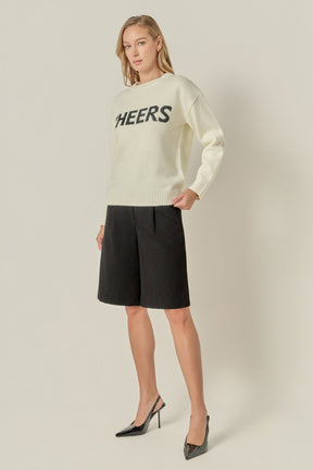 ENGLISH FACTORY - Cheers Lettering Sweater - SWEATERS & KNITS available at Objectrare