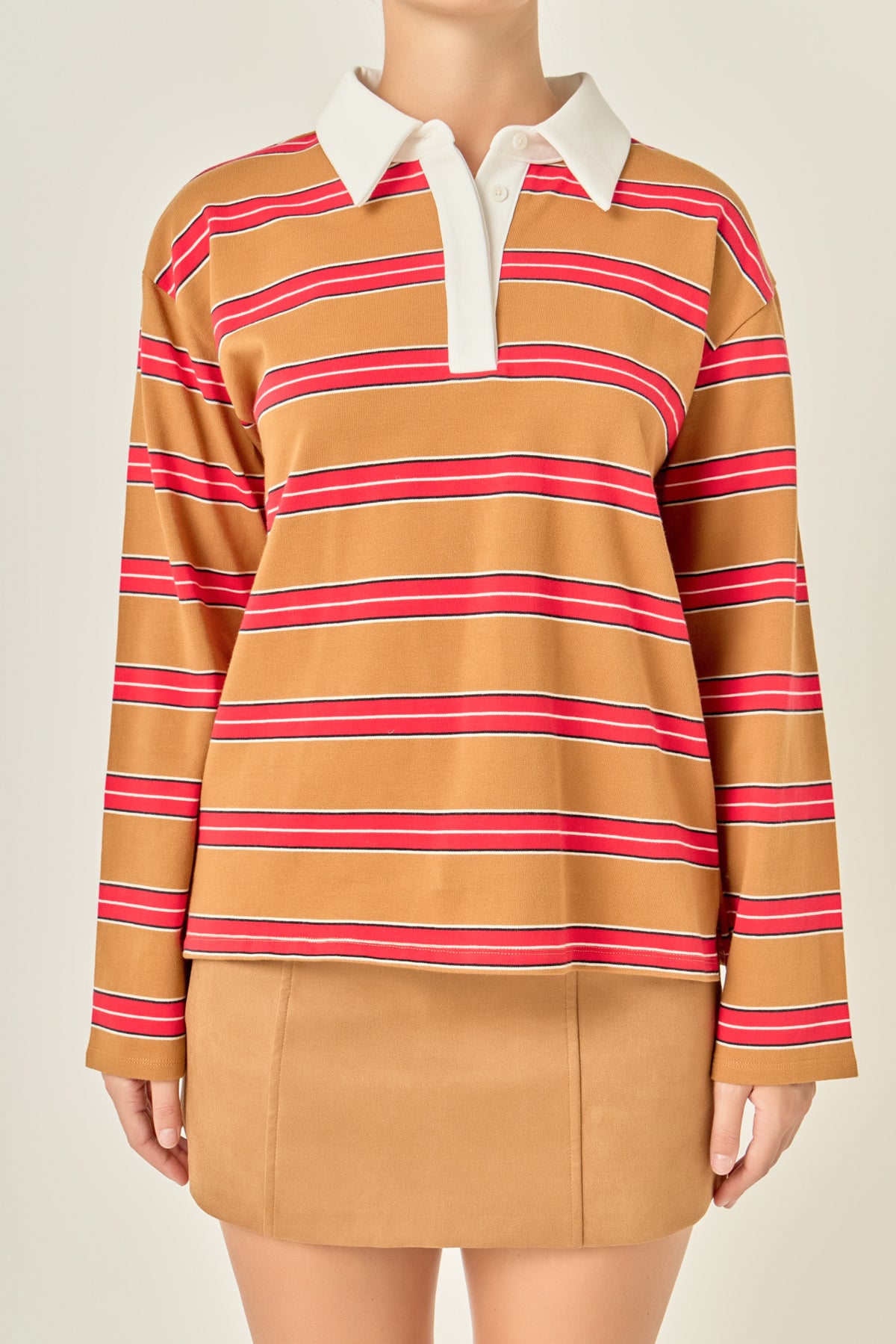 Striped Rugby Polo Long Sleeve Shirt