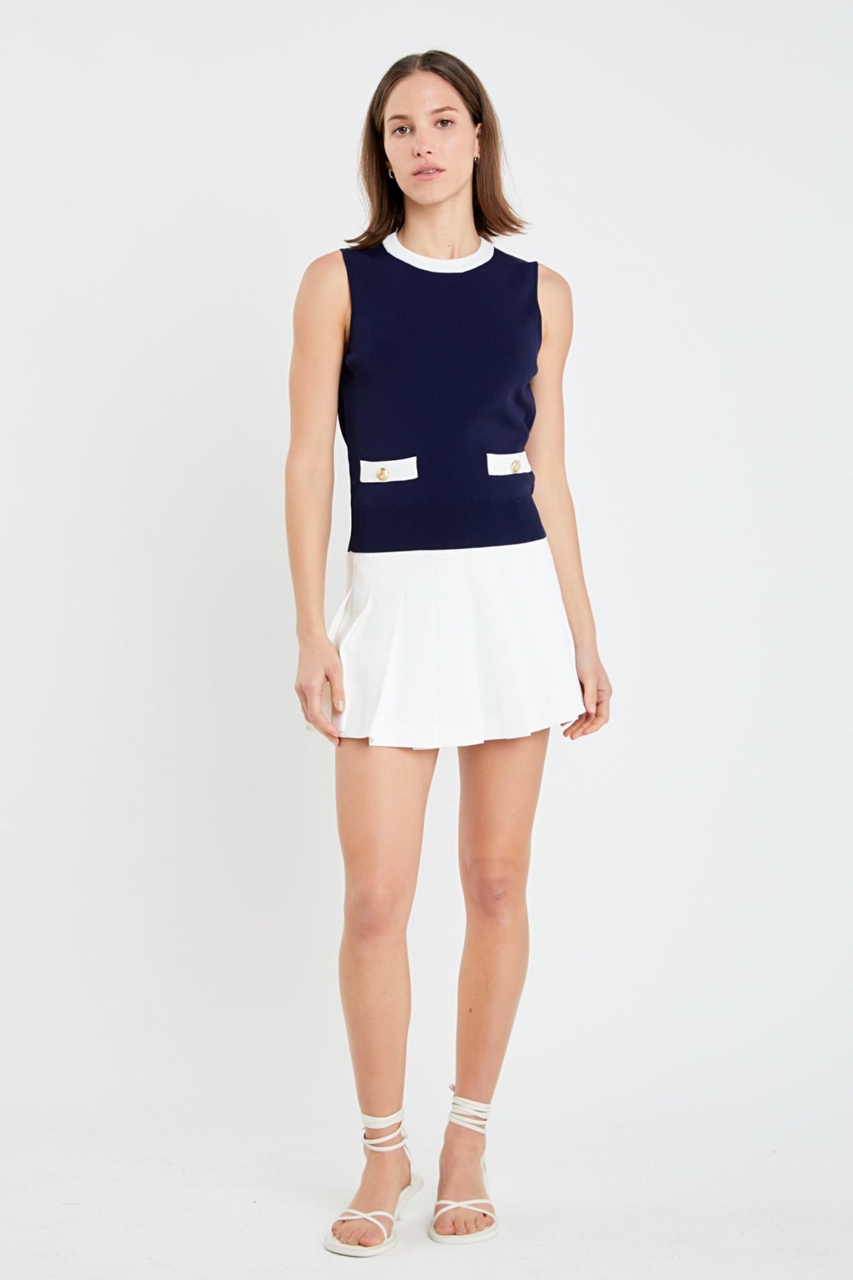 ENGLISH FACTORY - Colorblock Sleeveless Knit Top - TOPS available at Objectrare
