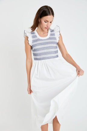 ENGLISH FACTORY - Smocked Midi Dress - DRESSES available at Objectrare
