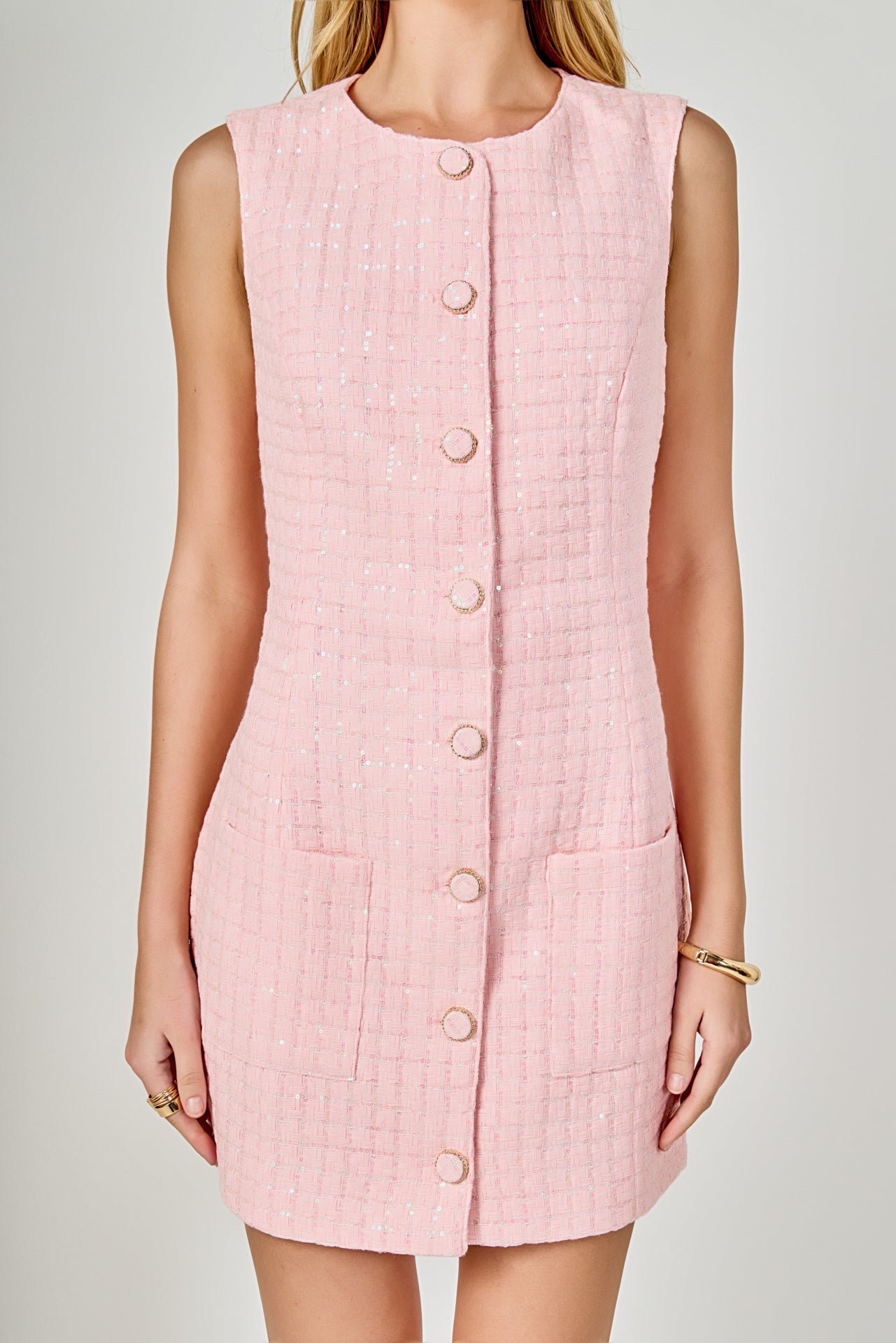 ENDLESS ROSE - Sequin Novelty Sleeveless Mini Dress - DRESSES available at Objectrare