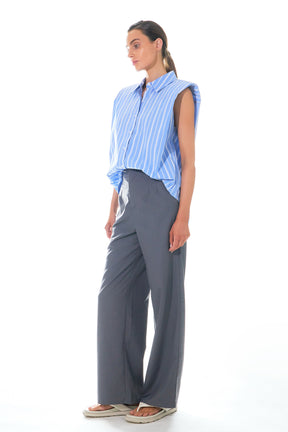 GREY LAB - Stripe Power Shoulder Shirt - SHIRTS & BLOUSES available at Objectrare